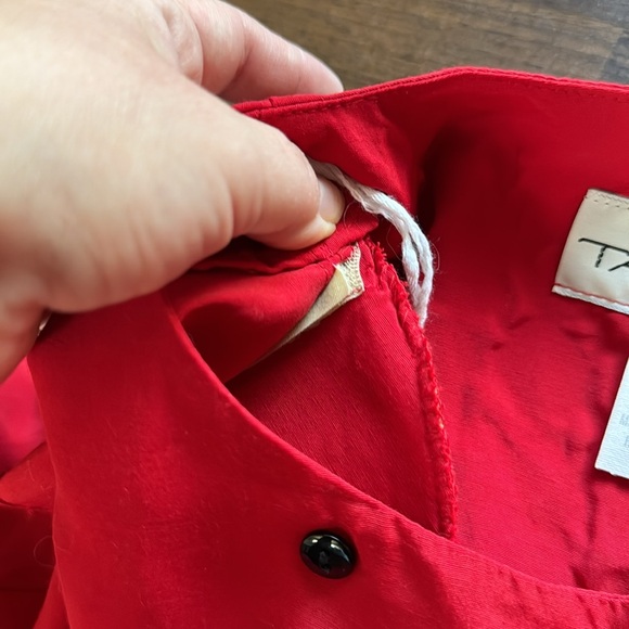 Vintage Tareti Howard Levi Double Button Down Long Sleeve Blouse Red 14 - Picture 4 of 5